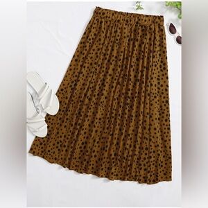 Milumia Women's leopard print A Line High Waist Flare Midi Skirt